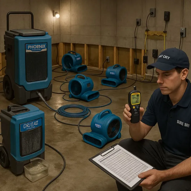 Structural Drying and Dehumidification process in Bakersfield, CA